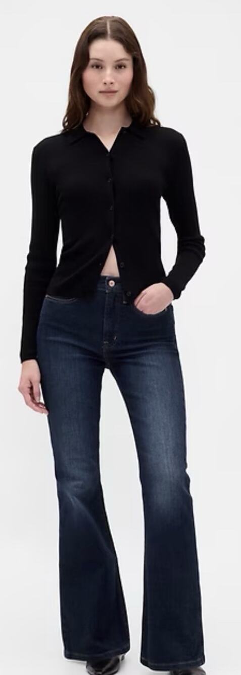 NWT GAP 70's Flare High Rise Stretch Women's Front Pockets Dark Wash Size 14/32